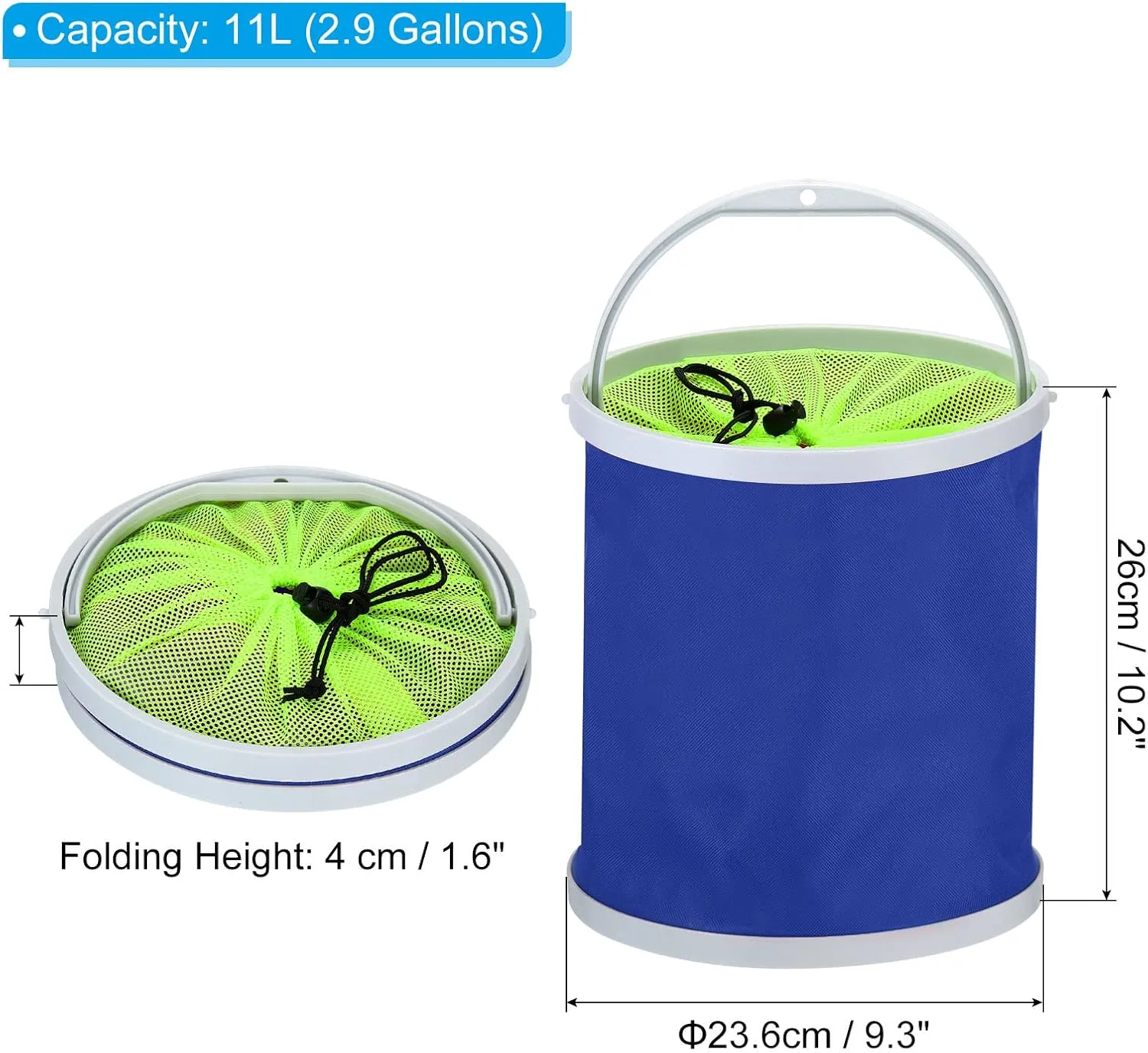 PATIKIL Collapsible Fishing Bucket, Folding Bucket Foldable Water Container with Lanyard for Outdoor Travelling