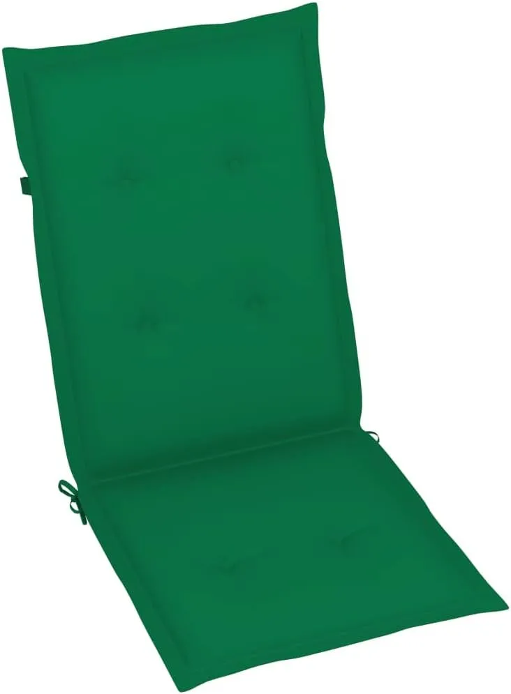 Patio Chairs 2 Pcs with Green Cushions Solid Teak Wood Foldable Reclining Outdoor Lounge Chairs for Garden Backyard Poolside