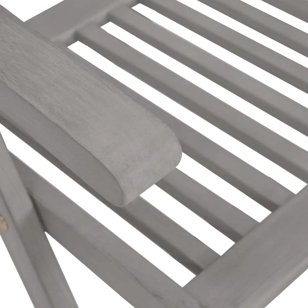 Patio Reclining Chairs 2 pcs Gray Solid Acacia Wood Folding Lounge Chairs for Outdoor Patio, Garden, Backyard, Adjustable Recliner with 5 Positions for Comfort