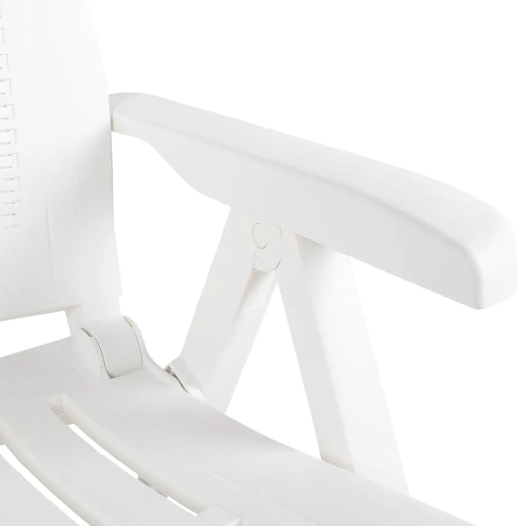 Patio Reclining Chairs Set 2 Pcs White Plastic Lounge Chair with Adjustable Backrest Outdoor Furniture for Patio Beach Garden Deck
