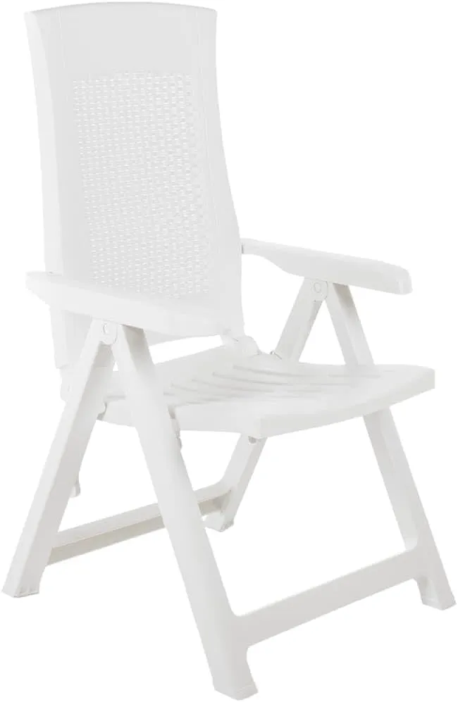 Patio Reclining Chairs Set 2 Pcs White Plastic Lounge Chair with Adjustable Backrest Outdoor Furniture for Patio Beach Garden Deck
