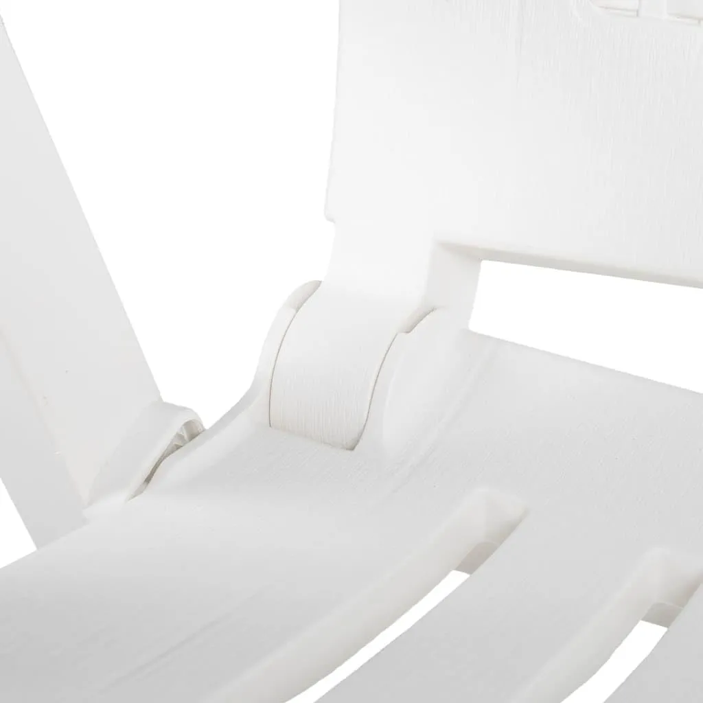 Patio Reclining Chairs Set 2 Pcs White Plastic Lounge Chair with Adjustable Backrest Outdoor Furniture for Patio Beach Garden Deck