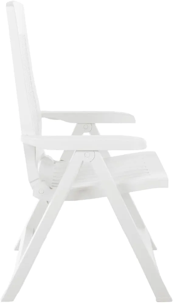 Patio Reclining Chairs Set 2 Pcs White Plastic Lounge Chair with Adjustable Backrest Outdoor Furniture for Patio Beach Garden Deck