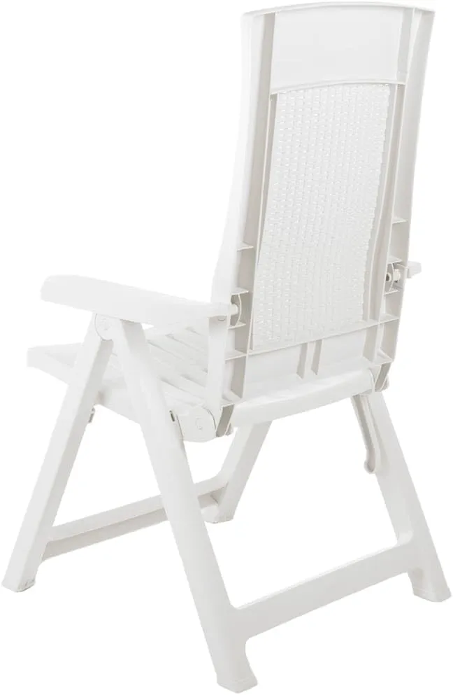 Patio Reclining Chairs Set 2 Pcs White Plastic Lounge Chair with Adjustable Backrest Outdoor Furniture for Patio Beach Garden Deck