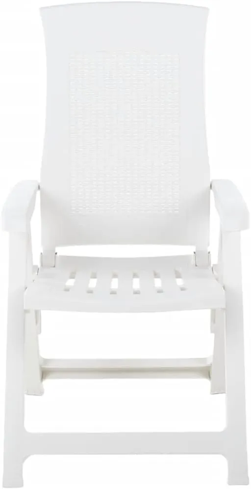 Patio Reclining Chairs Set 2 Pcs White Plastic Lounge Chair with Adjustable Backrest Outdoor Furniture for Patio Beach Garden Deck