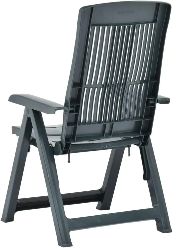 Patio Reclining Chairs Set of 2 Green Folding Plastic Outdoor Lounge Chairs Adjustable Backrest for Patio, Garden, Beach, Lawn, Relaxation