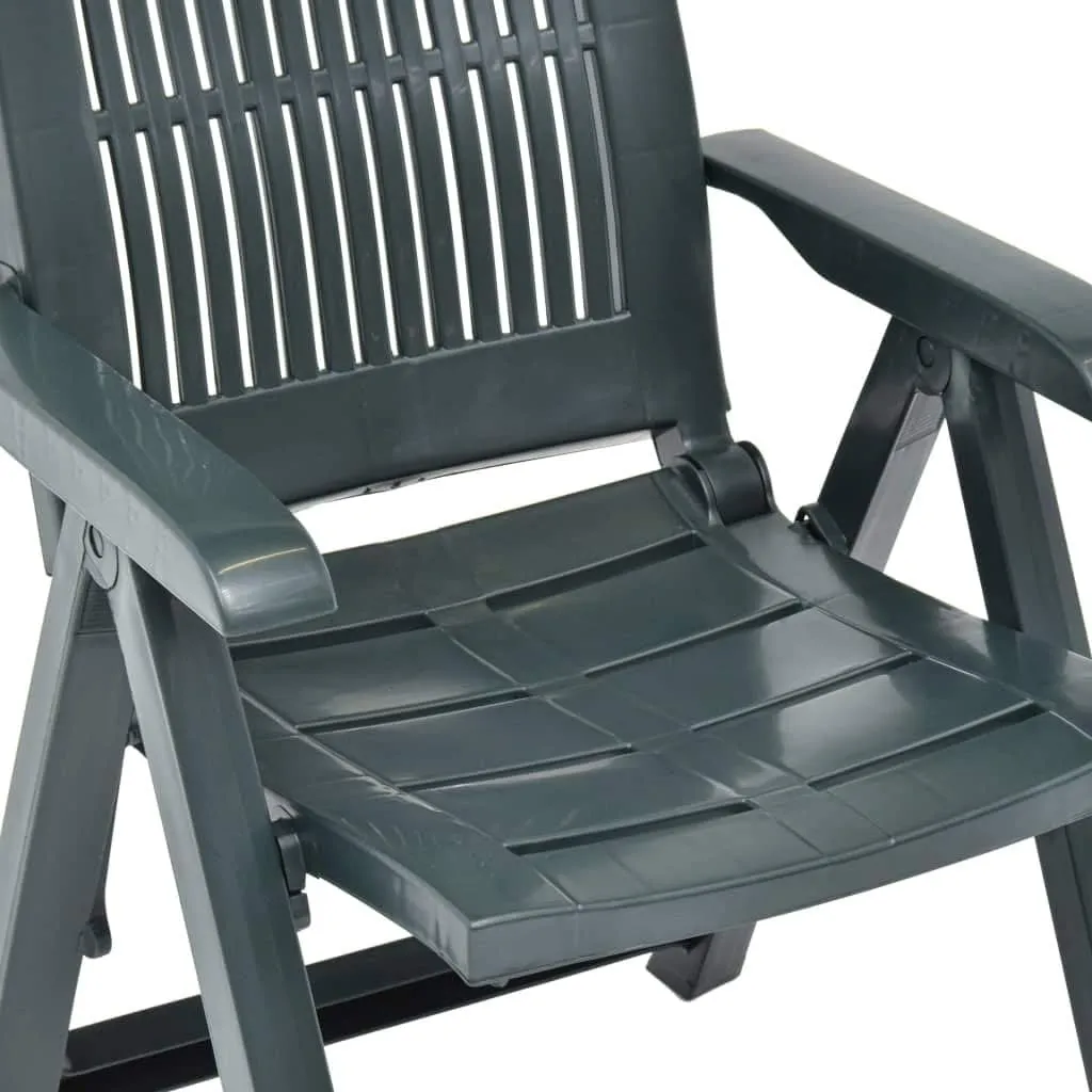 Patio Reclining Chairs Set of 2 Green Folding Plastic Outdoor Lounge Chairs Adjustable Backrest for Patio, Garden, Beach, Lawn, Relaxation