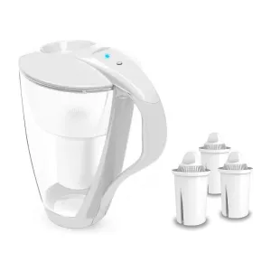 PearlCo Glass Water Filter Jug LED Classic 2 Litre   3 Cartridges - White
