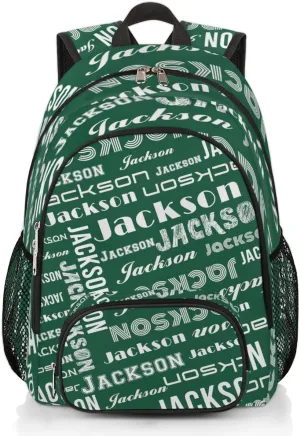 Personalized Daypack with Name Text, Lightweight Custom Backpack Carry On Bag for Travel, Business Trip, Picnic, Blackish Green