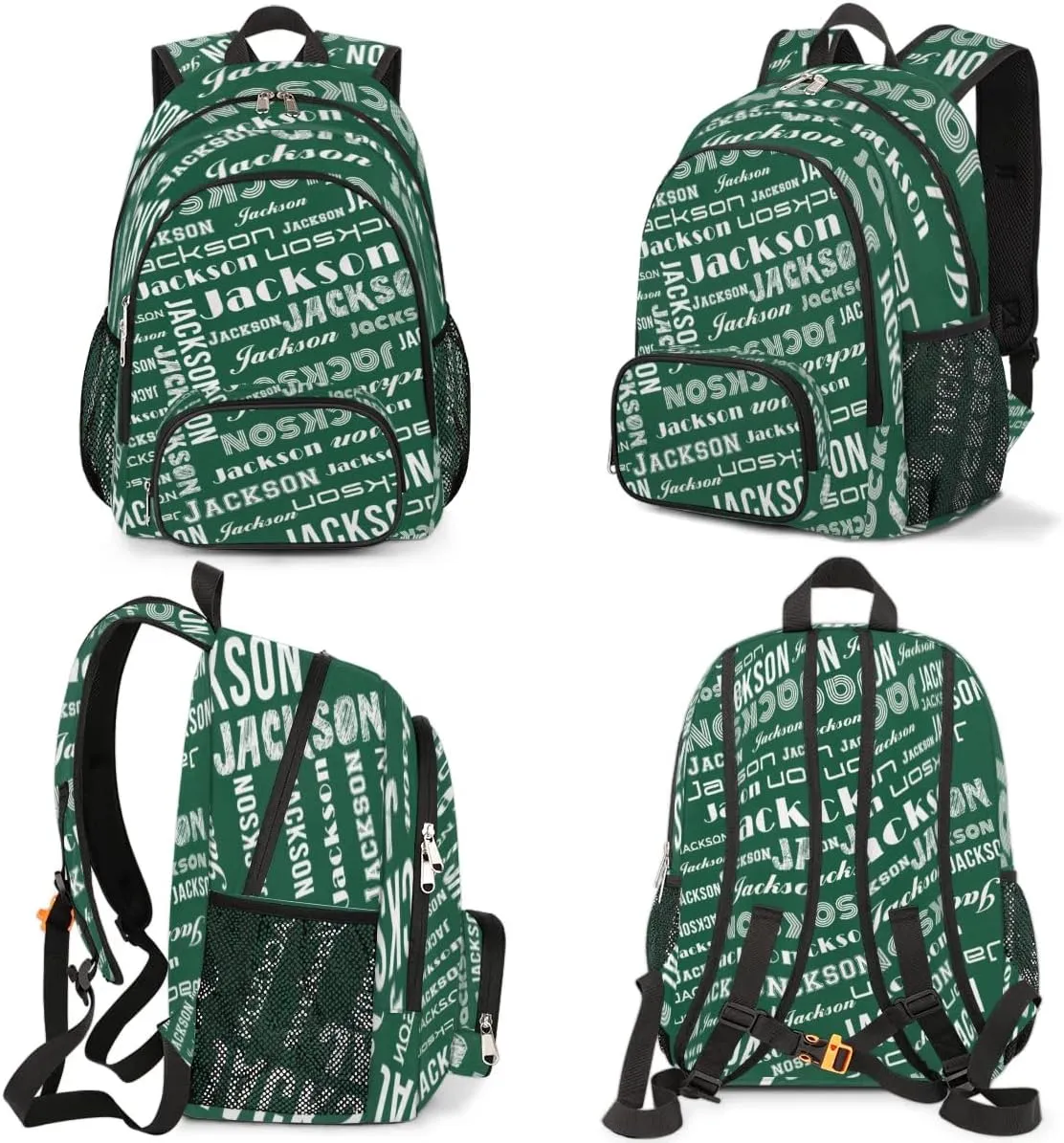 Personalized Daypack with Name Text, Lightweight Custom Backpack Carry On Bag for Travel, Business Trip, Picnic, Blackish Green