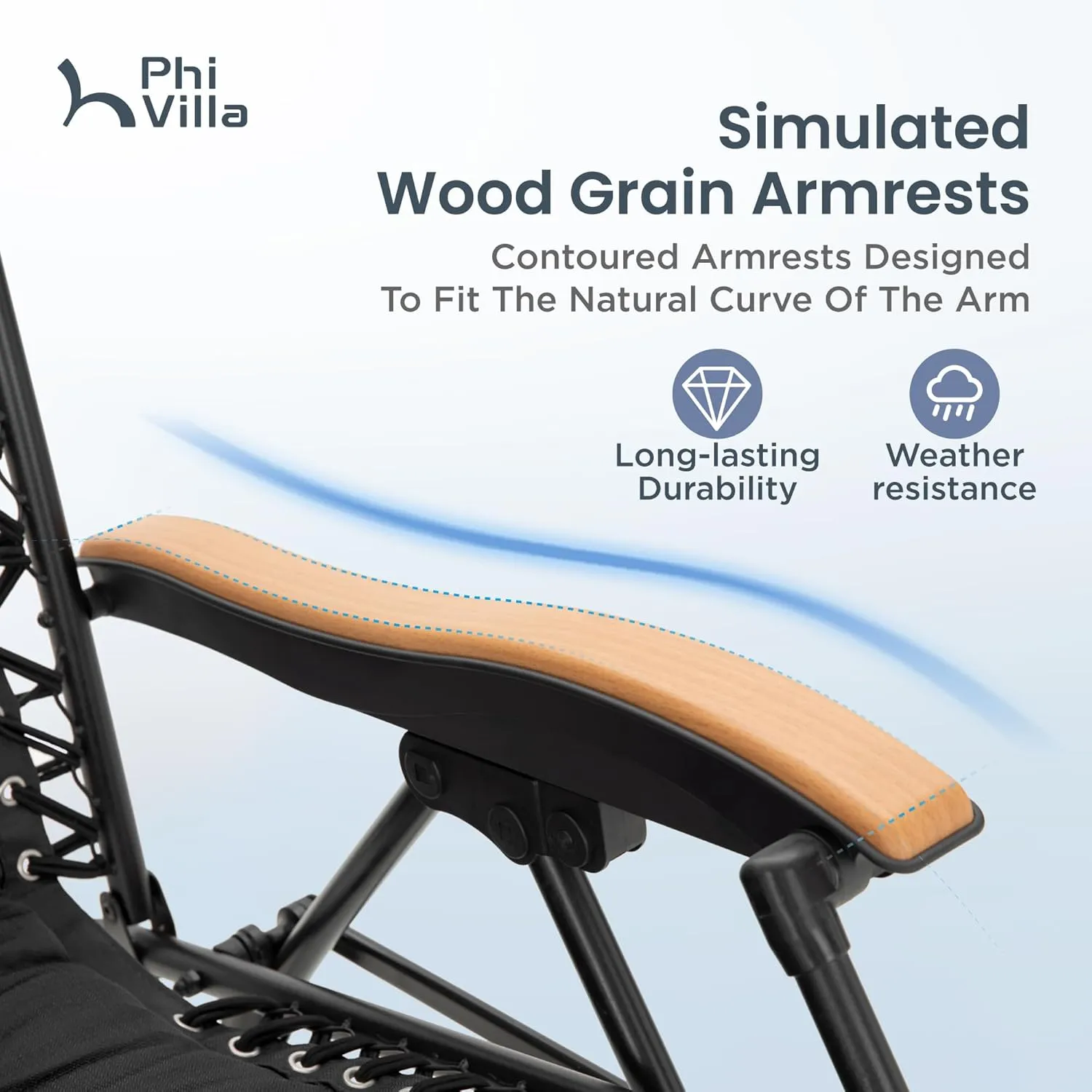 PHI VILLA XXL Oversized Padded Zero Gravity Chair, Foldable Patio Recliner, 30" Wide Seat Anti Gravity Lounger with Cup Holder, Support 400 LBS (Black)