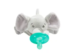 Philips AVENT Soothie Snuggle Pacifier Holder with Detachable Pacifier, 0m , Elephant, SCF347/03- 1 Count (Pack of 1)