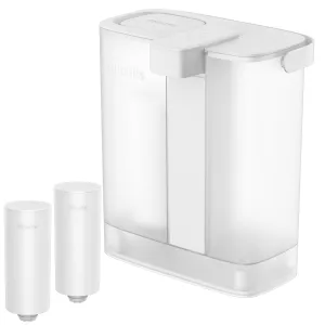 PHILIPS Water Filter Pitcher, Rechargeable Water Dispenser, Water Purifier Filter for Fridge Door, 2 Filters for 6 Months or 120gal, Reduces 40  impurities & 99% of Lead, NSF/ANSI 42, 53, 372, 12-Cup