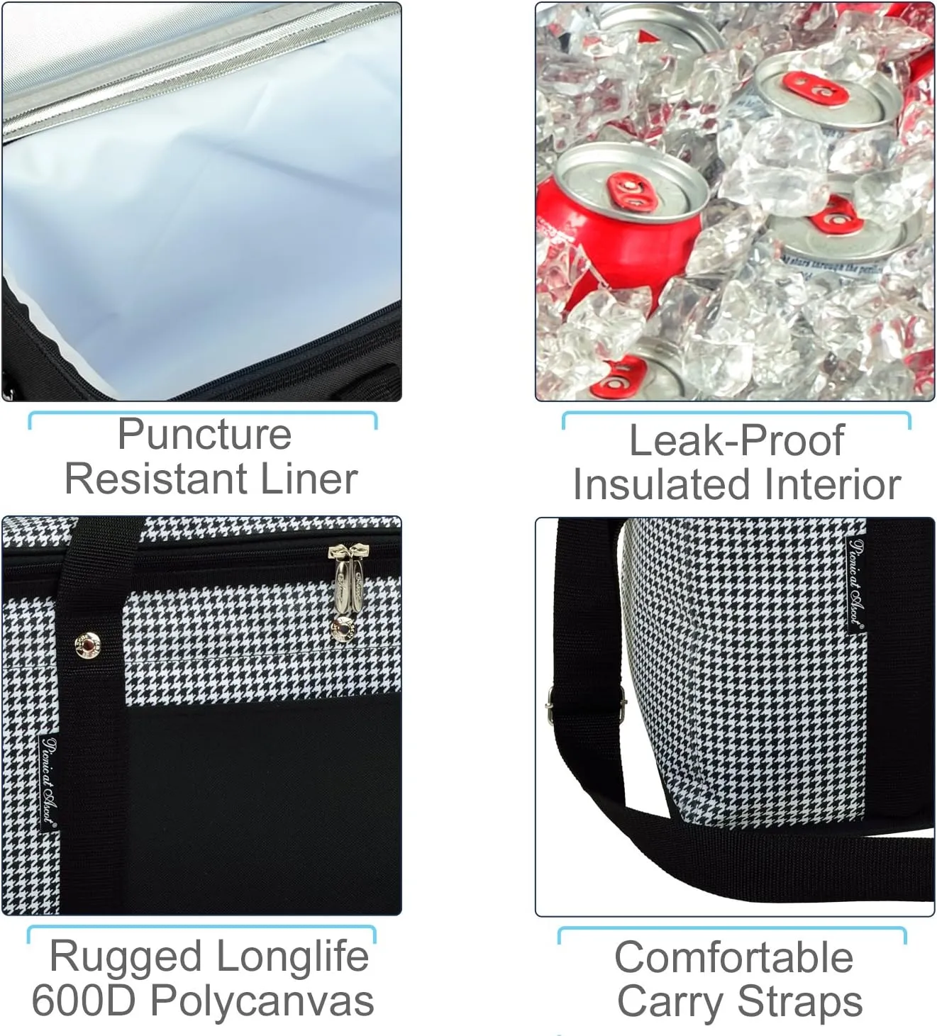 Picnic at Ascot 64 Can Capacity Semi Rigid Collapsible Leakproof Cooler- Designed & Quality Approved in the USA