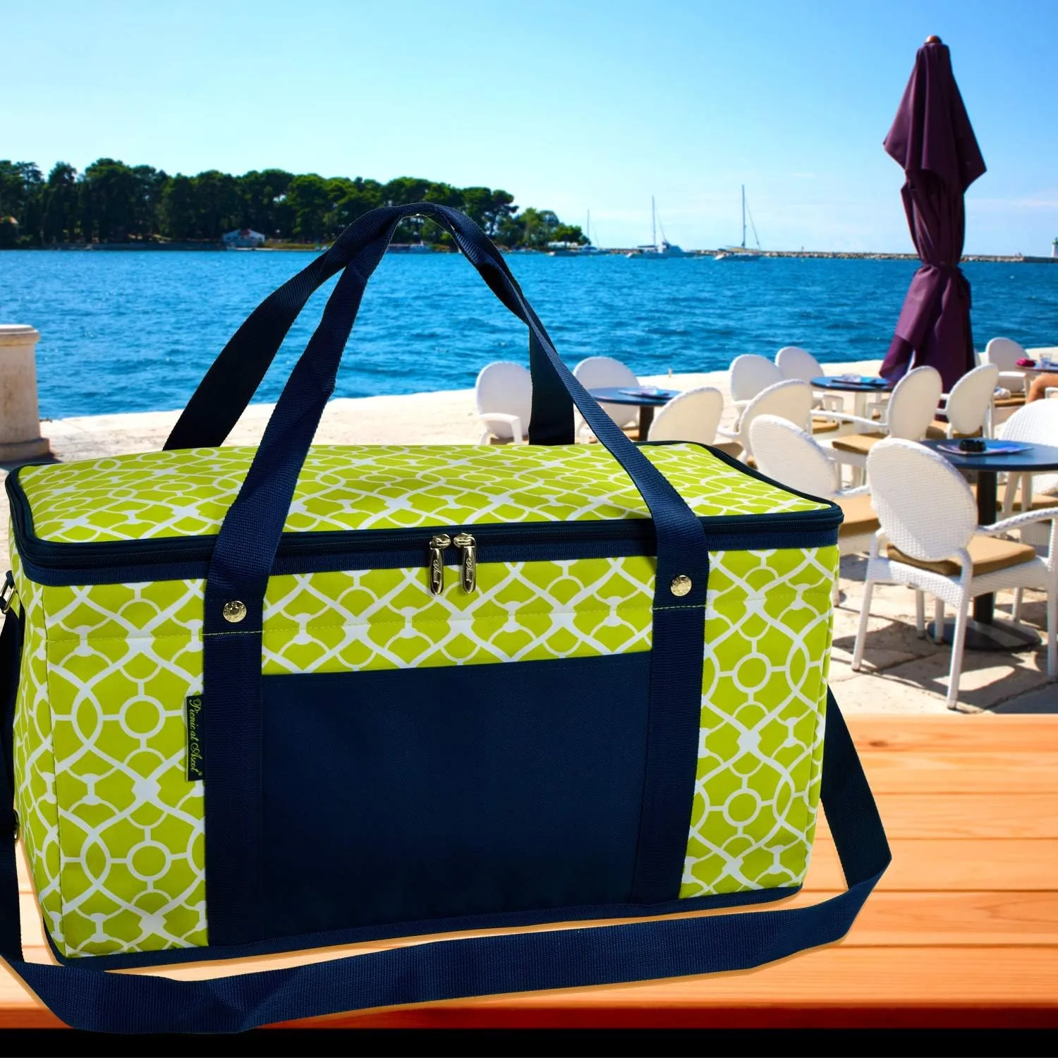 Picnic at Ascot Personalized Monogrammed 64 Can Capacity Semi Rigid Collapsible Leakproof Cooler- Designed & Quality Approved in The US