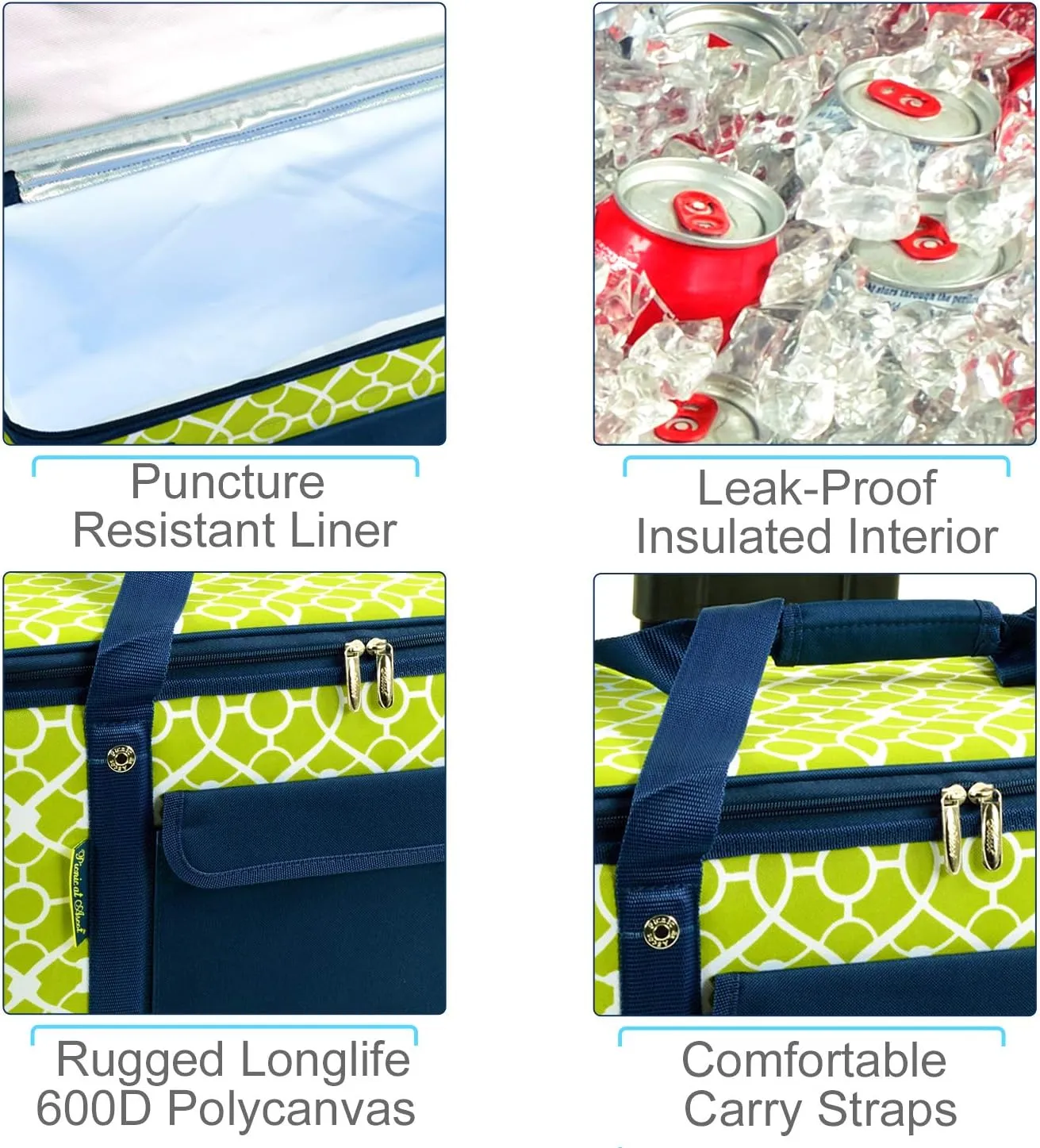 Picnic at Ascot Personalized Monogrammed 64 Can Capacity Semi Rigid Collapsible Leakproof Cooler- Designed & Quality Approved in The US