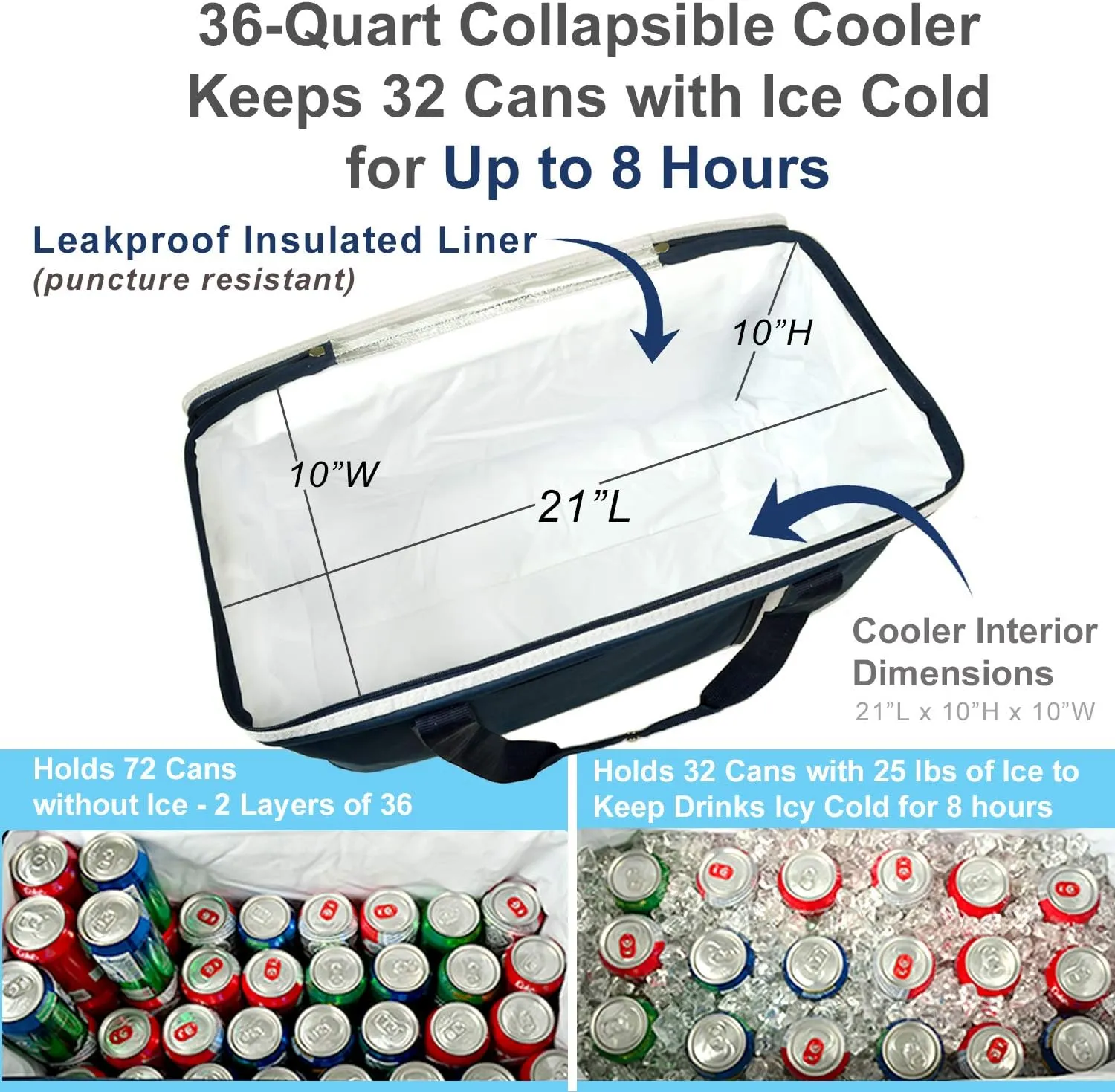 Picnic at Ascot Personalized Monogrammed 64 Can Capacity Semi Rigid Collapsible Leakproof Cooler- Designed & Quality Approved in The US