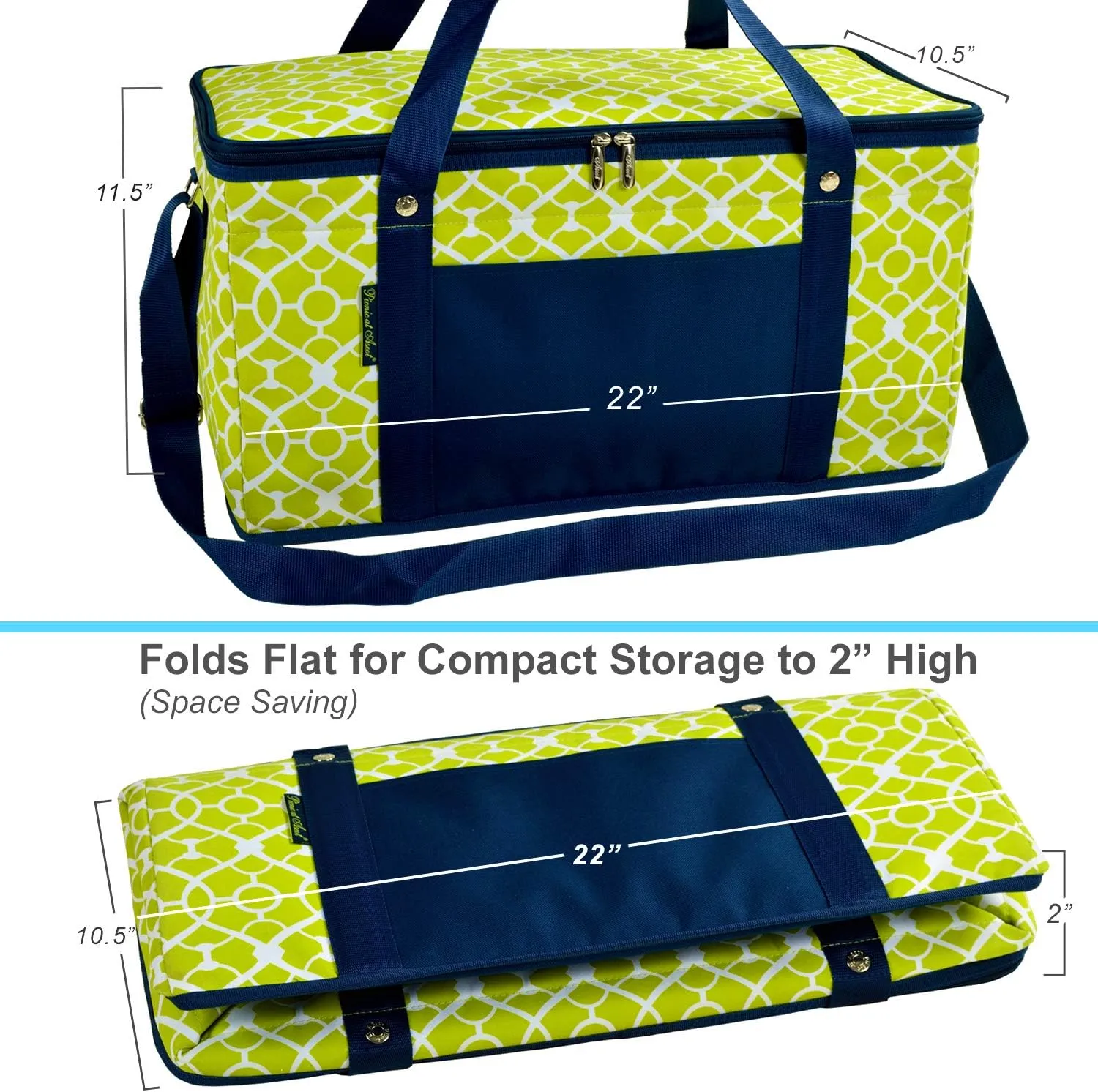Picnic at Ascot Personalized Monogrammed 64 Can Capacity Semi Rigid Collapsible Leakproof Cooler- Designed & Quality Approved in The US