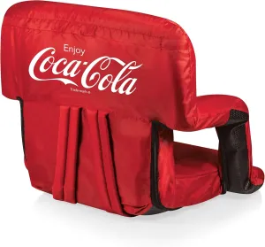 PICNIC TIME Coca-Cola Enjoy Coke Ventura Reclining Stadium Seat with Back Support, Bleacher Seat, Beach Floor Chair, (Red)