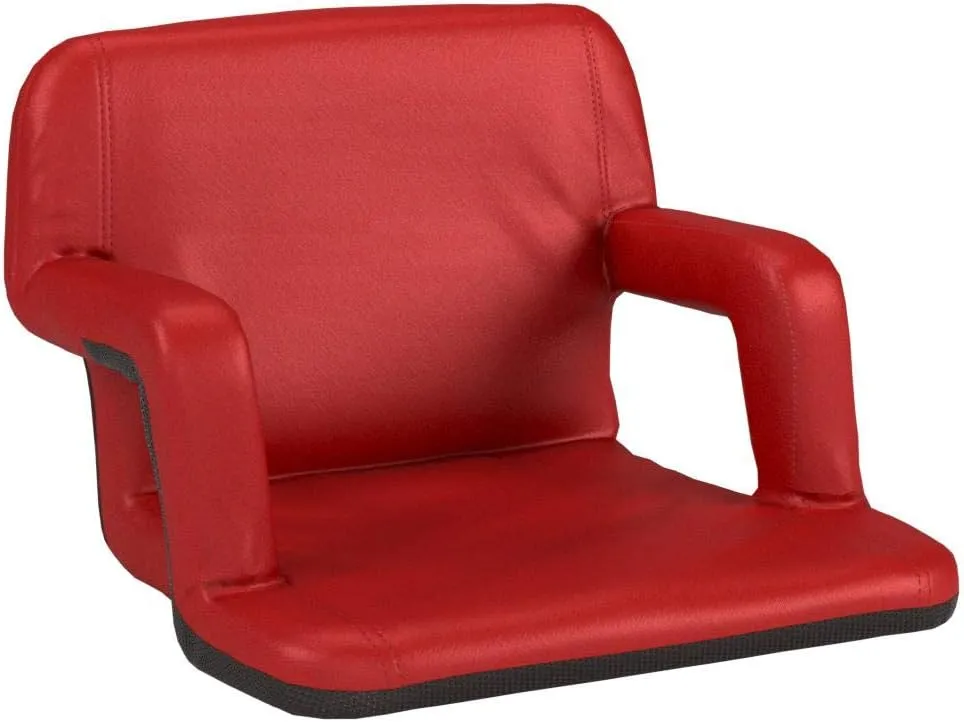PICNIC TIME Coca-Cola Enjoy Coke Ventura Reclining Stadium Seat with Back Support, Bleacher Seat, Beach Floor Chair, (Red)
