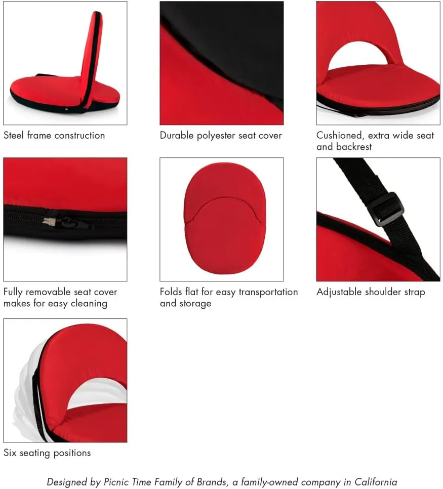 PICNIC TIME NCAA Oniva Stadium Seat - Reclining Bleacher Seat with Back Support - Beach Seat