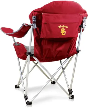 PICNIC TIME NCAA USC Trojans Reclining Camp Chair, Beach Chair for Adults, Sports Chair with Carry Bag, (Red)