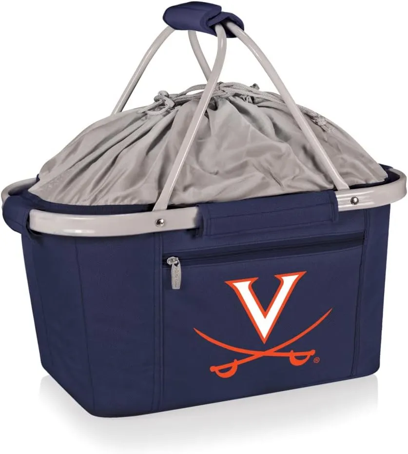 PICNIC TIME NCAA Virginia Cavaliers Metro Shopping Basket - Insulated Picnic Basket - Collapsible Market Basket - Utility Tote Cooler Bag