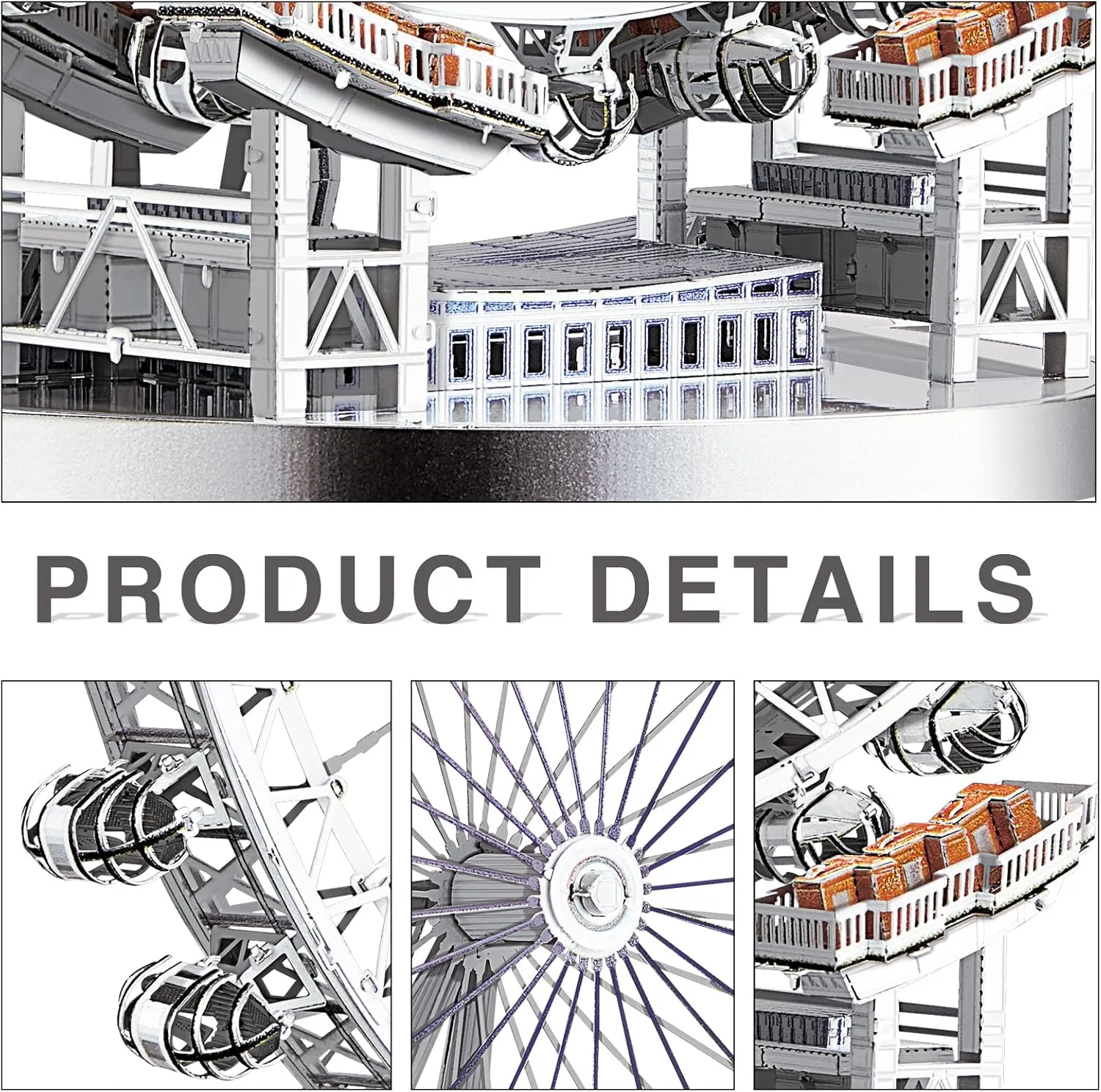 Piececool 3D Metal Model Puzzles for Adults, Upgraded Large London Eye Architecture 3D Metal Models Building Kits, Best Birthday Gifts, 141 Pcs