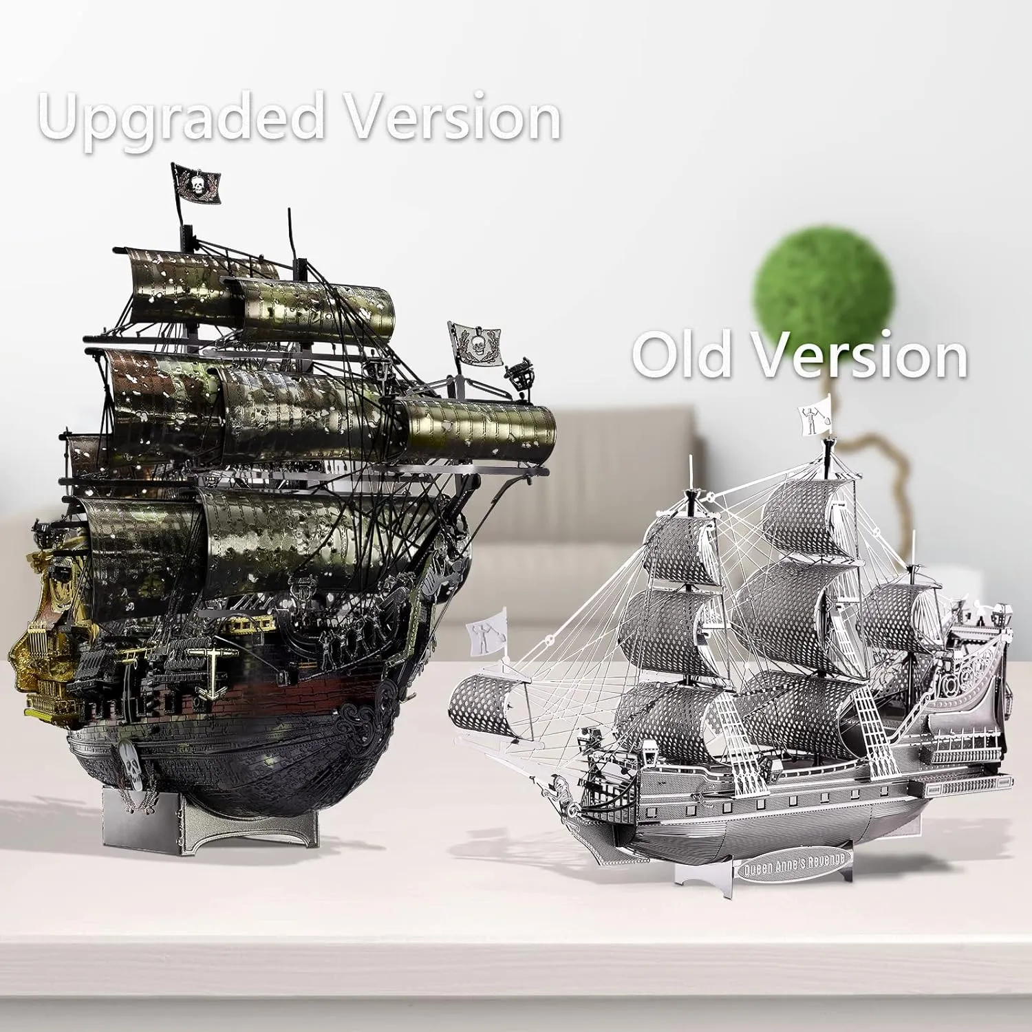 Piececool 3D Metal Puzzles for Adults, The Queen Anne's Revenge Pirate Ship Model Kits, 3D Watercraft Model Building Kit, DIY Craft Kits Difficult 3D Puzzles for Family Time