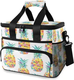 Pineapple Cooler Bag Insulated Cooler Soft Sided Cooler 24 Can Portable Picnic Bag Large Leakproof Lunch Bag Box for Beach Grocery Camping Travel Car Men Women