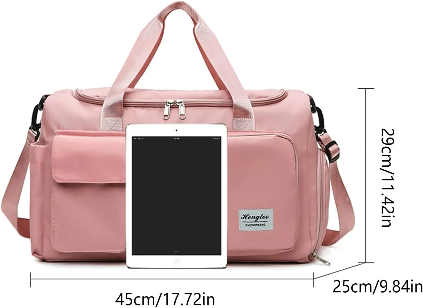 Pink Gym Bag with Shoes Compartment,28L Travel Duffel Bags,Overnight Bag for Sports Workout Travel Yoga