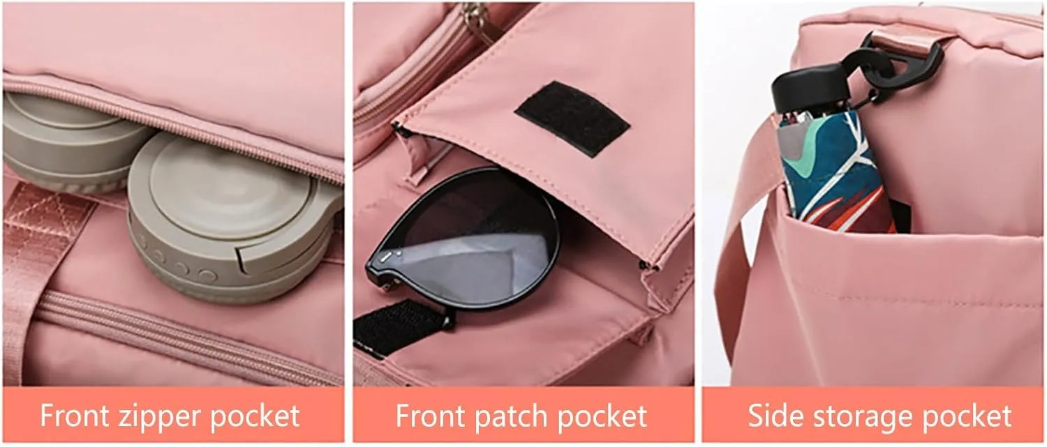 Pink Gym Bag with Shoes Compartment,28L Travel Duffel Bags,Overnight Bag for Sports Workout Travel Yoga