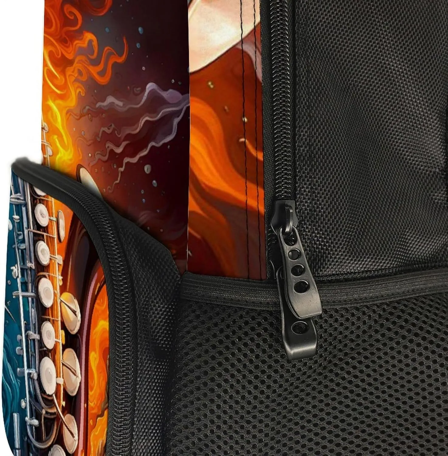Polyester Daypack Bookbag for Gym Business Bicycle - Large Capacity Multipurpose Anti-Theft Carry On Bag, Saxophone In Fire And Water Art Travel Hiking Daypack