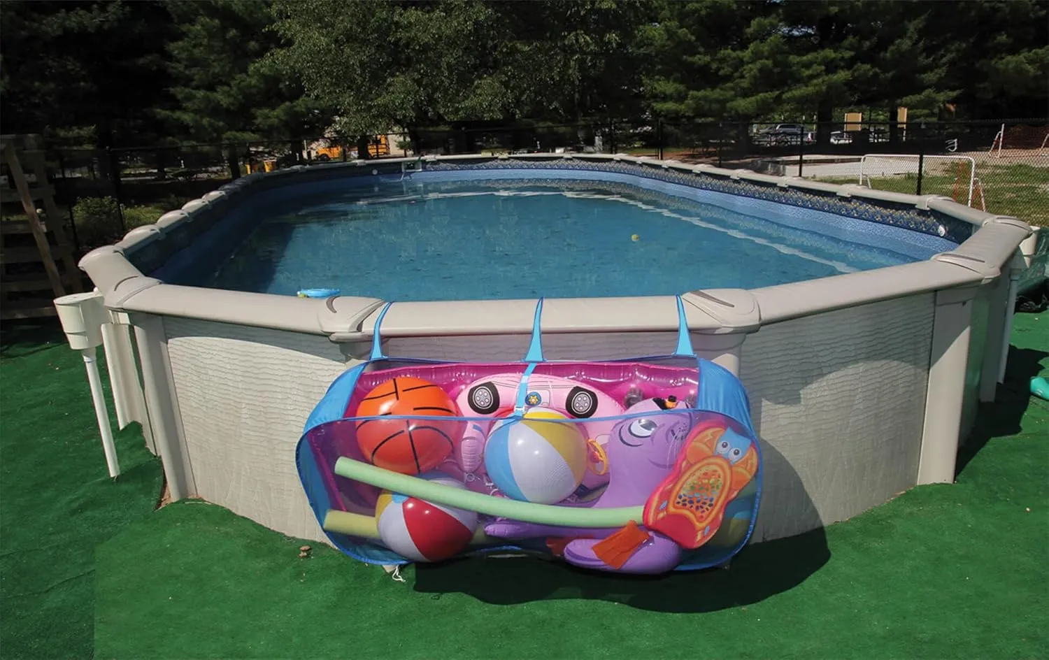POOL BLASTER Water Tech Pool Pouch XL – Extra Large Pool Storage Bag for Floats, Inflatable Toys, Patio Accessories - Heavy Duty Reinforced Attaches to Pool Side, Fence or Free Standing (X-Large)