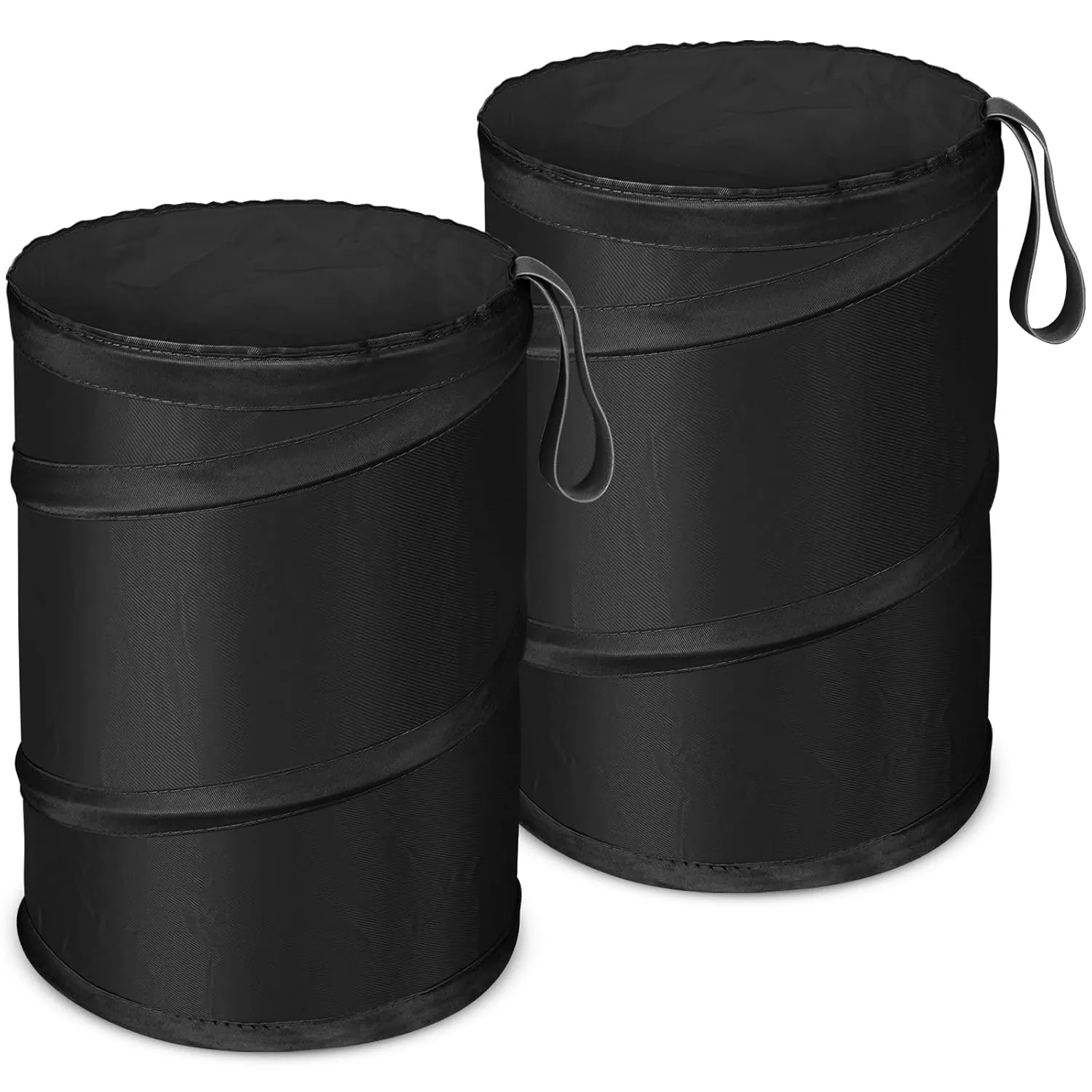 Pop-up Car Trash Can, 2 Packs Medium-Sized Collapsible Garbage Can with Elastic Band Hanging, Double-Layer Washable Vehicle Waste Basket Bin
