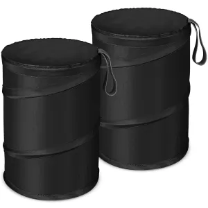 Pop-up Car Trash Can, 2 Packs Medium-Sized Collapsible Garbage Can with Elastic Band Hanging, Double-Layer Washable Vehicle Waste Basket Bin