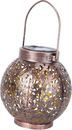 POPETPOP Elegant Iron Lantern Led Solar-Powered Outdoor Garden Light for Patio Yard Deck
