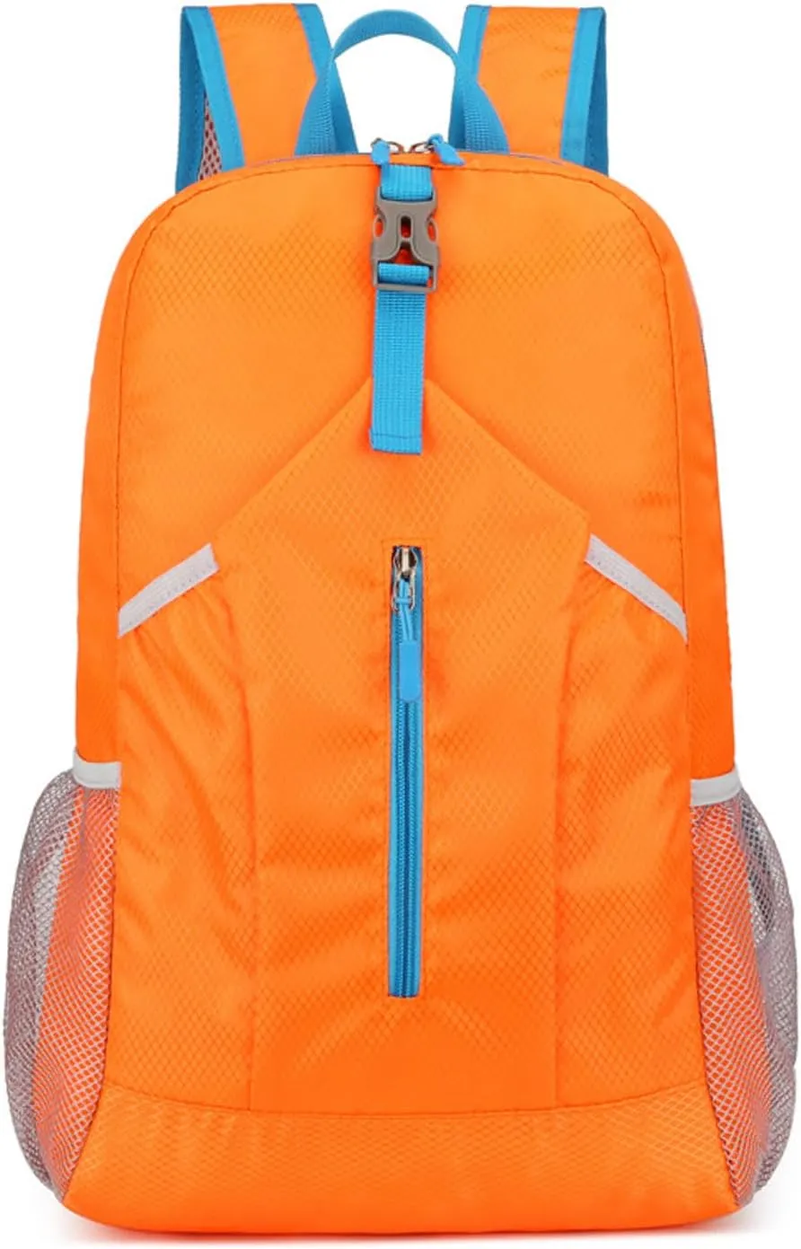 PORRASSO Hiking Backpack Foldable Daypack 21L Rucksack Lightweight Waterproof Backpack for Women Men Trekking Cycling Climbing Outdoor Sports Orange