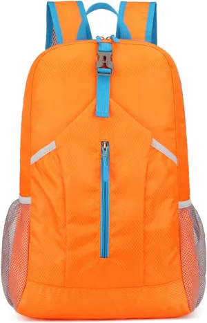 PORRASSO Hiking Backpack Foldable Daypack 21L Rucksack Lightweight Waterproof Backpack for Women Men Trekking Cycling Climbing Outdoor Sports Orange