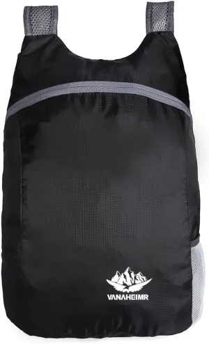 PORRASSO Hiking Backpack Lightweight Waterproof Daypack 20L Foldable Rucksack Backpack for Women Men Camping Trekking Cycling Climbing Outdoor Sports Black Grey
