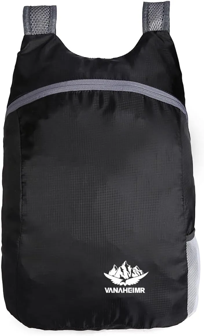 PORRASSO Hiking Backpack Lightweight Waterproof Daypack 20L Foldable Rucksack Backpack for Women Men Camping Trekking Cycling Climbing Outdoor Sports Black Grey