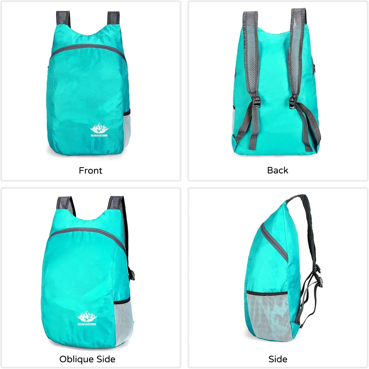 PORRASSO Hiking Backpack Lightweight Waterproof Daypack 20L Foldable Rucksack Backpack for Women Men Camping Trekking Cycling Climbing Outdoor Sports Black Grey