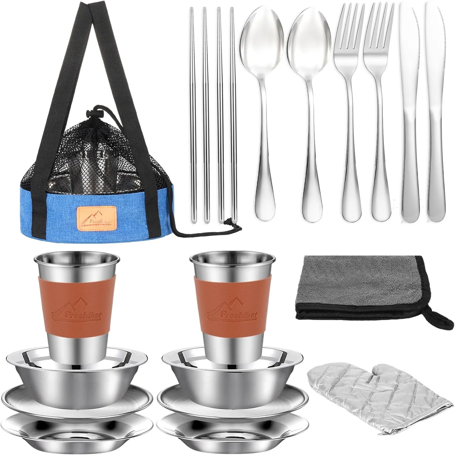 Portable 27 Pcs Camping Cooking Utensils and 23Pcs Camping Mess Kit