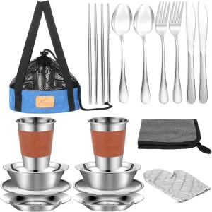 Portable 27 Pcs Camping Cooking Utensils and 23Pcs Camping Mess Kit