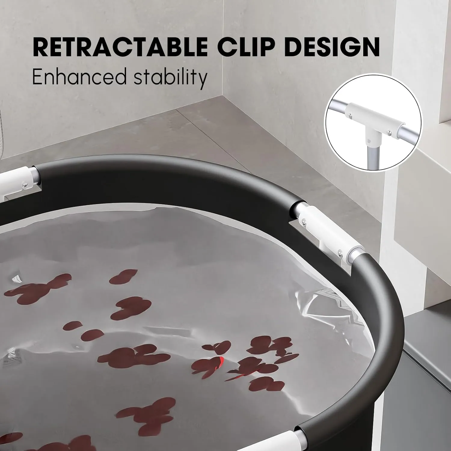 Portable Bathtub for Adults Soaking Tub Collapsible Bathtub with Storage Bag, Suitable for Hot Bath Ice Bath (Black)