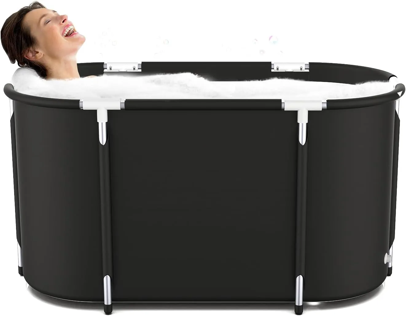Portable Bathtub for Adults Soaking Tub Collapsible Bathtub with Storage Bag, Suitable for Hot Bath Ice Bath (Black)