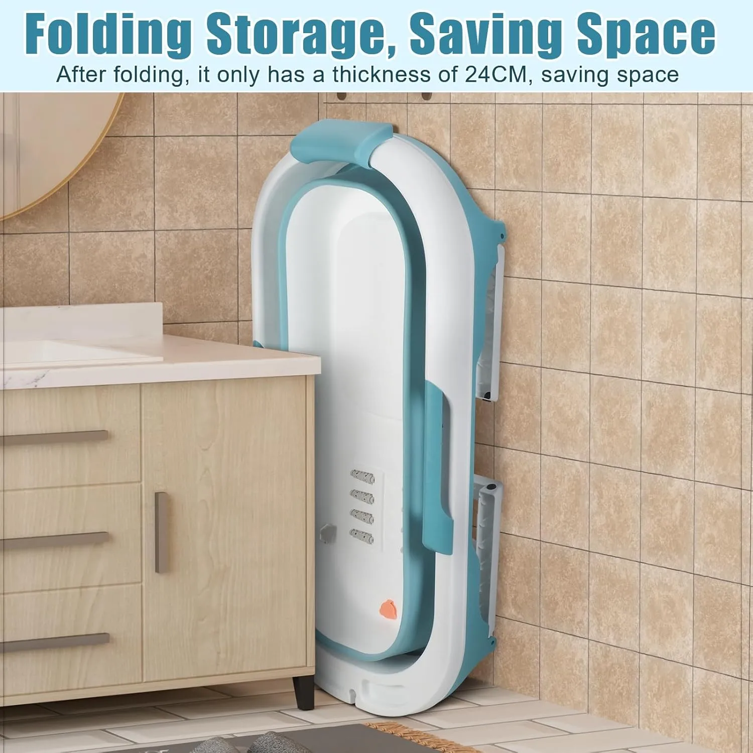 Portable Bathtub Portable Bath Tubs Adult, Large Collapsible Bathtub for Shower, Ice Bath, Soaking Tub, Freestanding Bathtubs with Massage Board, Portable Camping Shower Blue Blue