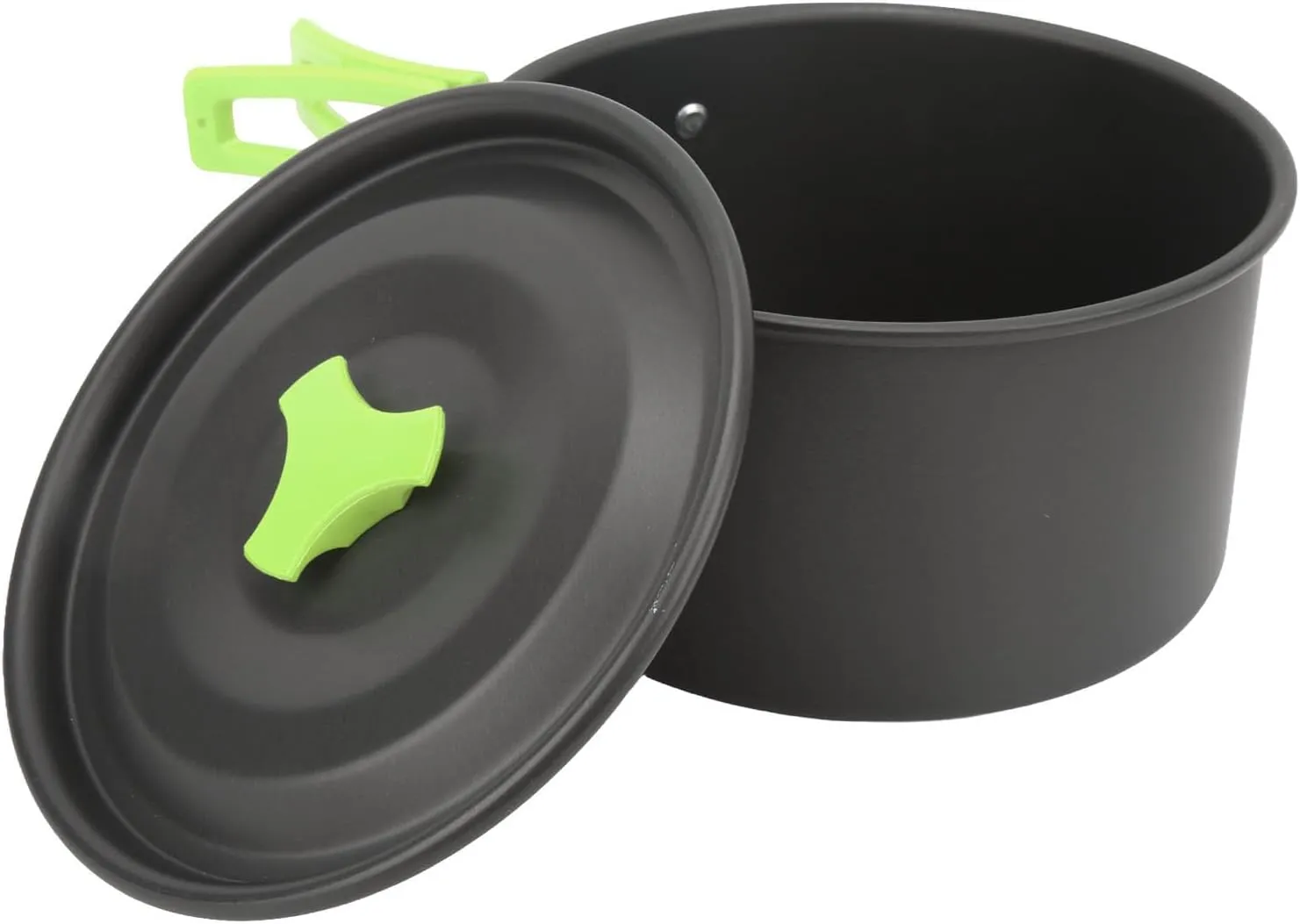 Portable Camping Cookware Mess Kit for Backpacking, Lightweight and Compact, Self Rebounding Handle Pots and Pans, Hard Oxidized Aluminum Material, to Carry and Store,