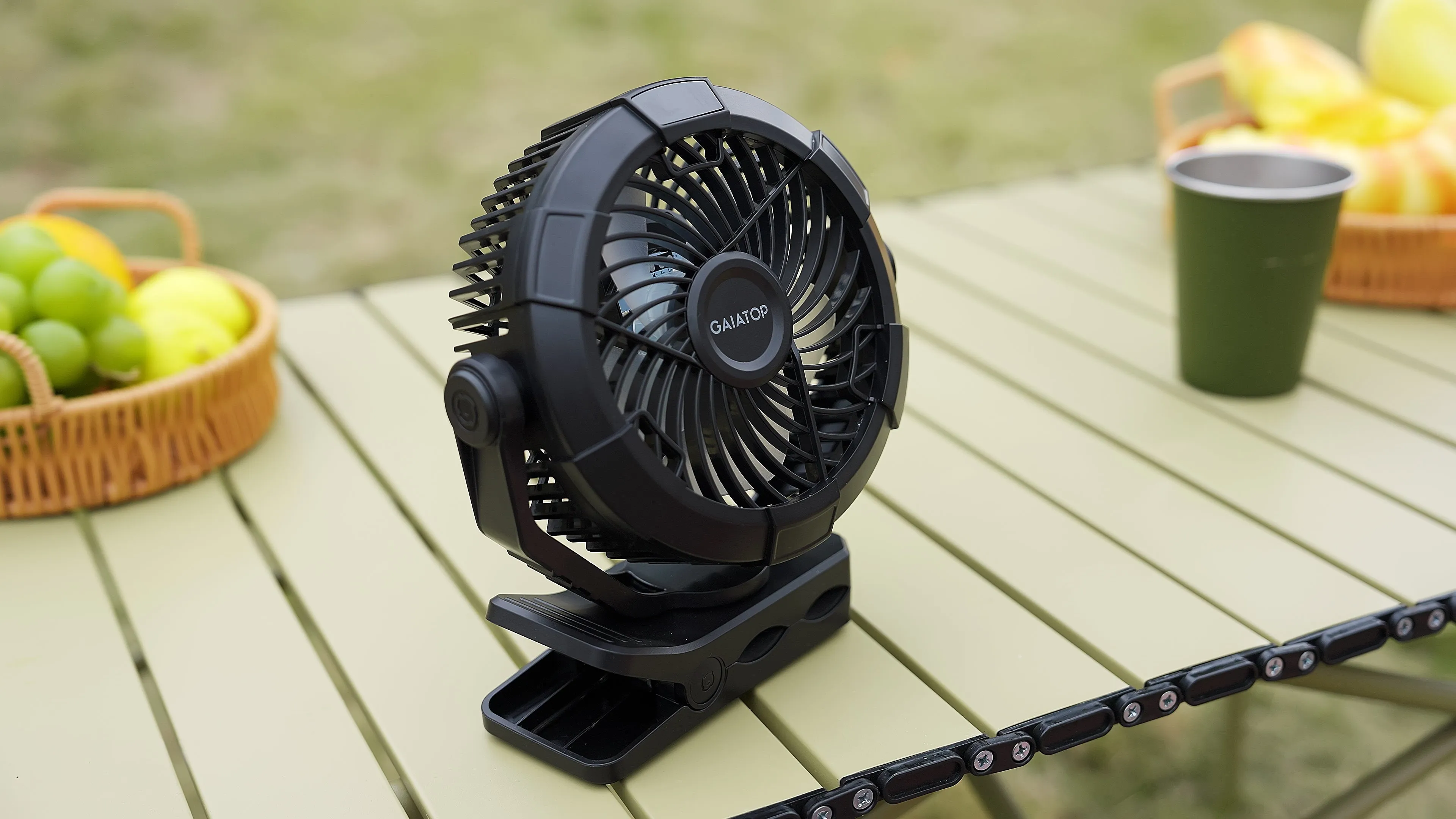 Portable Camping Fan w/ LED Lantern,360°Rotation & Clip on for Desk