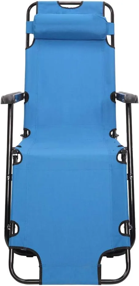 Portable Dual Purposes Extendable Camping & Hiking Folding Reclining Chair Blue